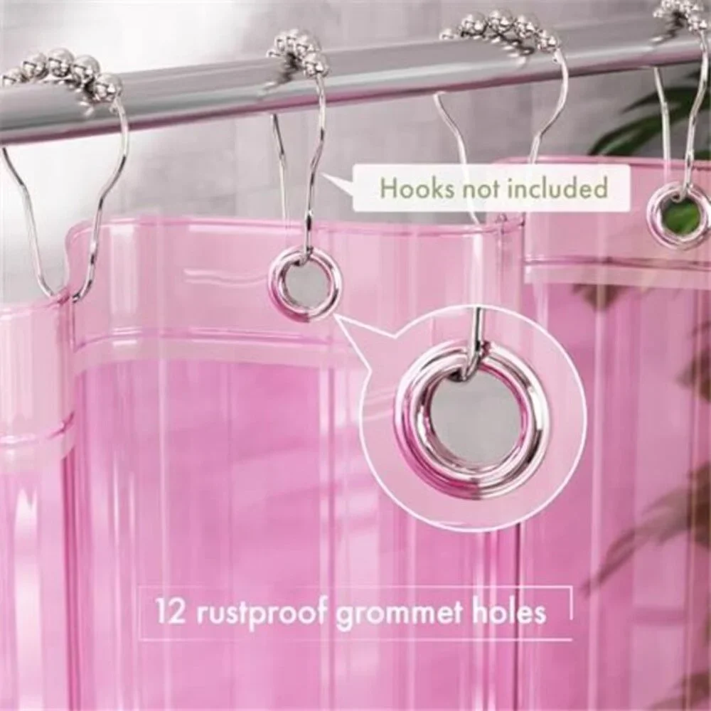Shower Curtain Liner, 72x72 Transparent Hot Pink Shower Liner Lightweight